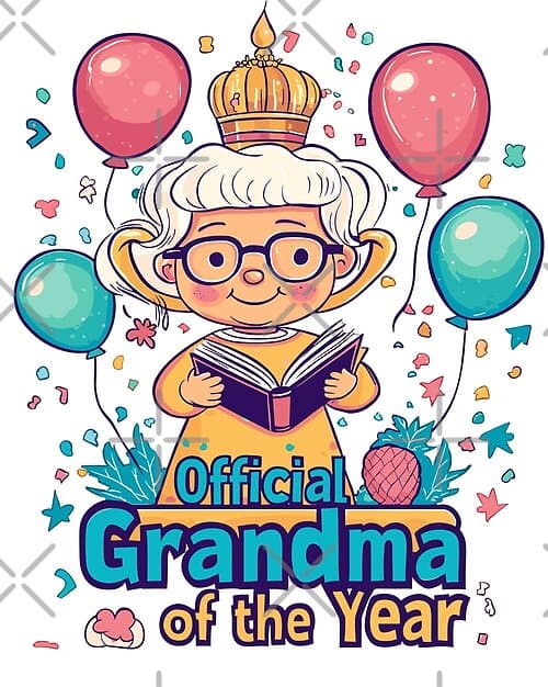 Fun "Official Grandma of the Year" with Balloons and Crown