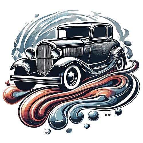 Retro Classic Car in Dynamic Abstract Art