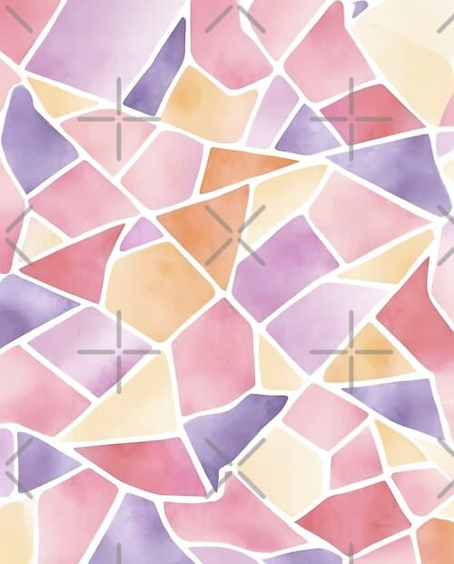 Abstract Watercolor Stained Glass Design with Pastel Hues