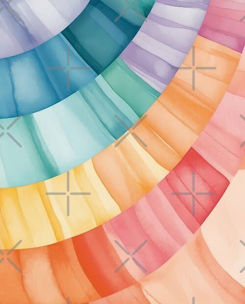 Vibrant Rainbow Watercolor Stripes in Arched Design
