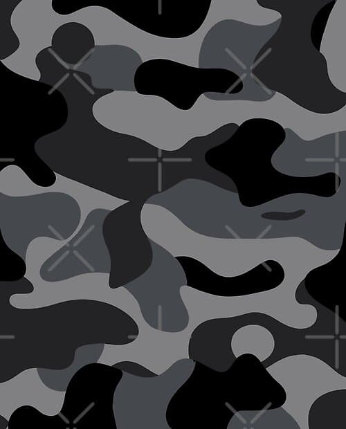 Bold Monochrome Camouflage Design in Black and Gray