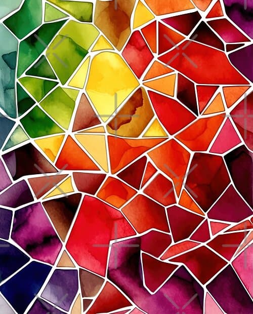 Colorful Abstract Stained Glass Design in Rainbow Hues
