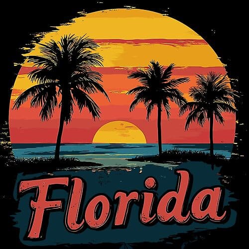 Vibrant Florida Sunset Graphic Print Tee for Beach Lovers