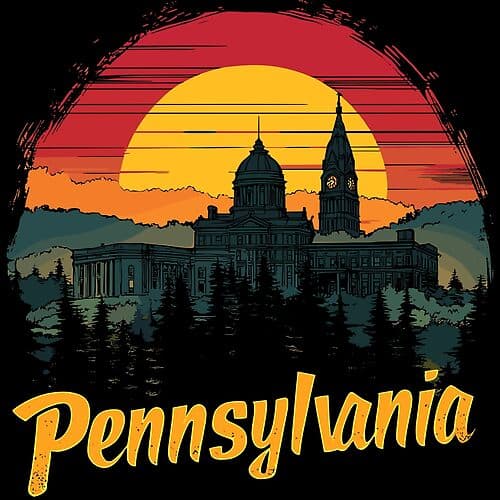 Scenic Pennsylvania Skyline Sunset Graphic Print Unisex Shirt