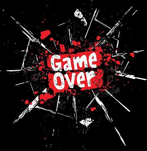 Game Over Shattered Screen Grunge Style Gaming Design