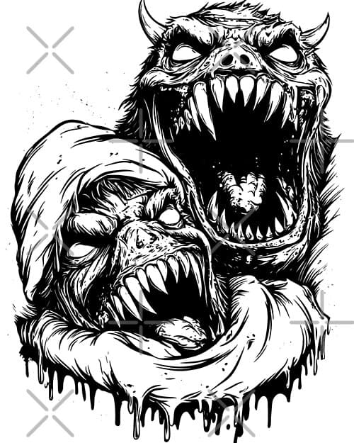 Screaming Zombie Monsters Blue And Orange Duo Cartoon Design