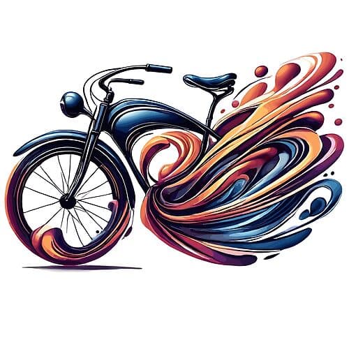 Dynamic Swirl Art with Motorcycle Illustration