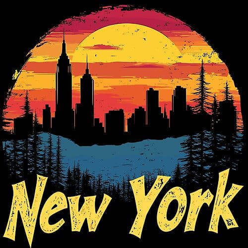 Retro New York City Sunset Graphic Print T-Shirt for Dreamers