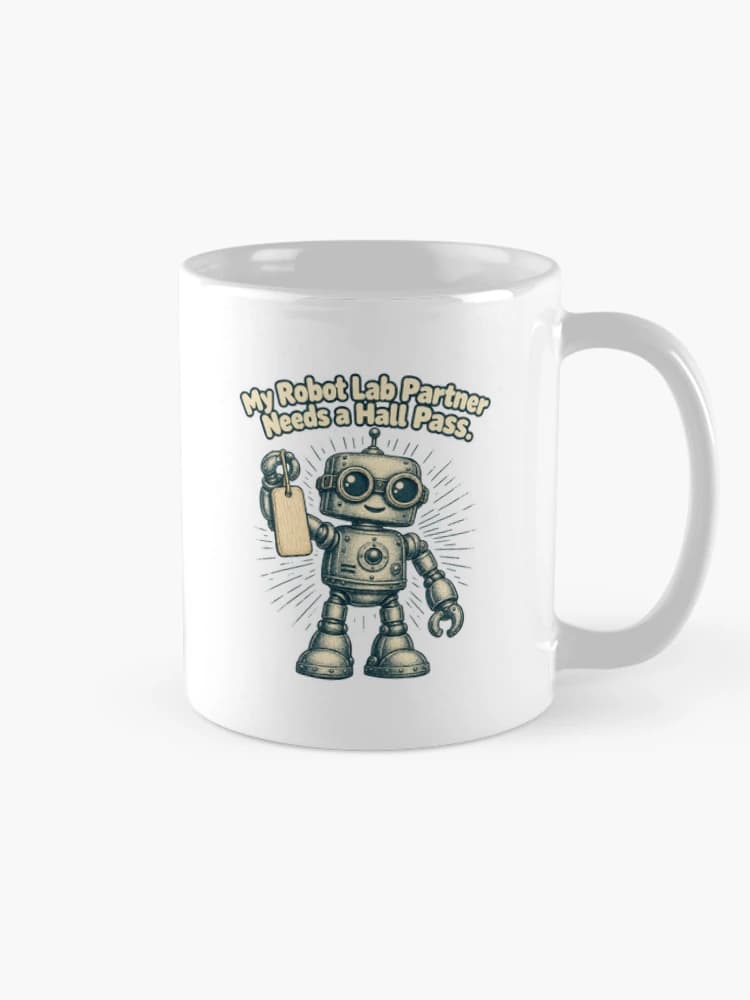 My Robot Lab Partner Needs a Hall Pass Back to School AI Humor on a Mug