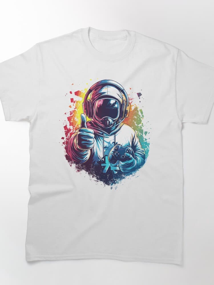 Gamer Astronaut Thumbs Up Holding Controller Space Gaming Design