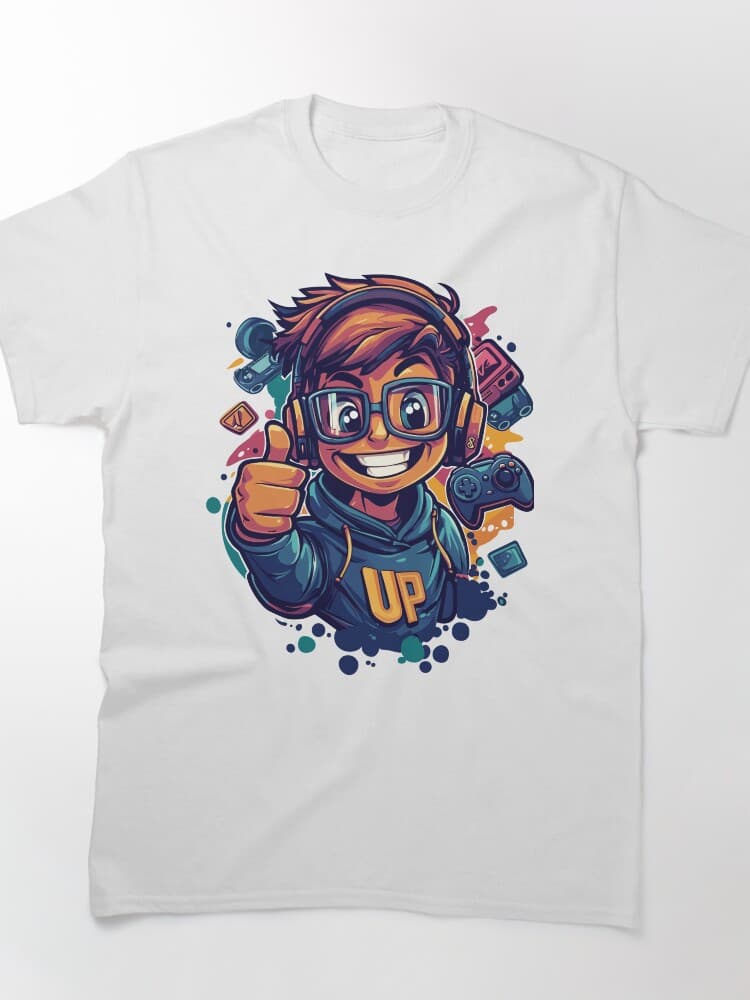 Gamer Thumbs Up Headset Gaming Controller Cartoon Style Design