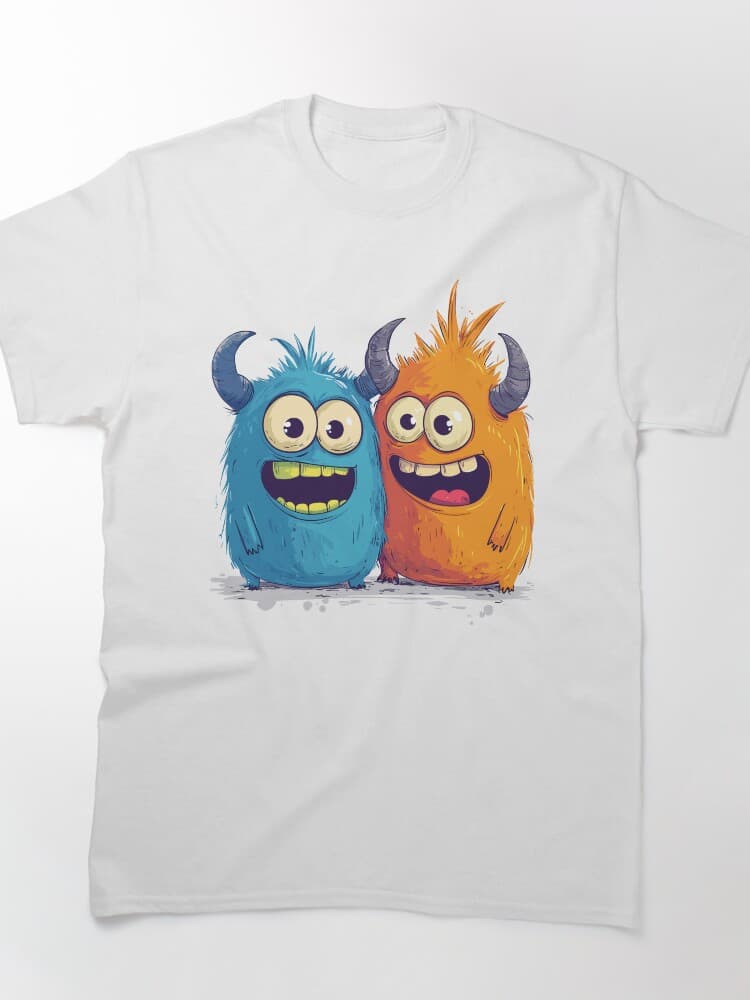 Cute Monster Friends Blue And Orange Furry Creature Design