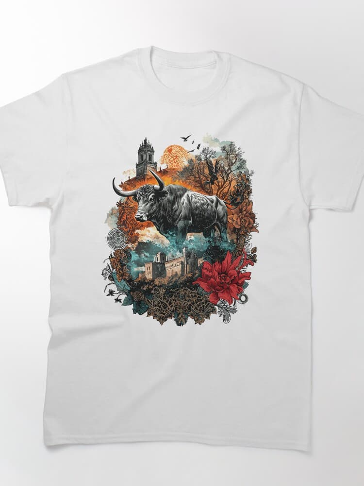 Majestic Spanish Bull And Castle Artistic Heritage Design