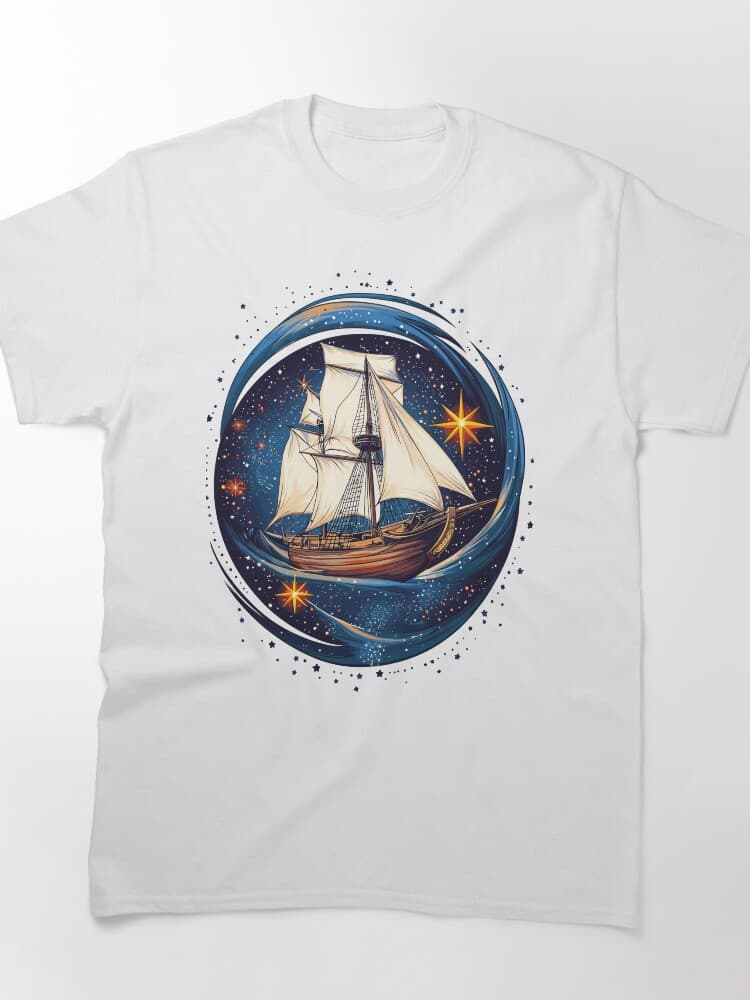 Sailing Ship In The Stars Cosmic Nautical Adventure Design