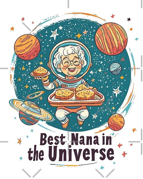 Space-Themed "Best Nana In The Universe" Cartoon Design