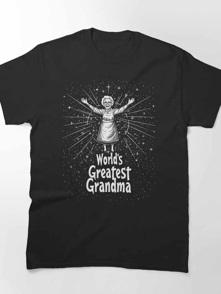 Cosmic "World's Greatest Grandma" Illustration with Stars