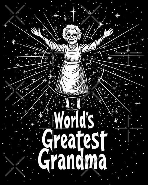Cosmic "World's Greatest Grandma" Illustration with Stars