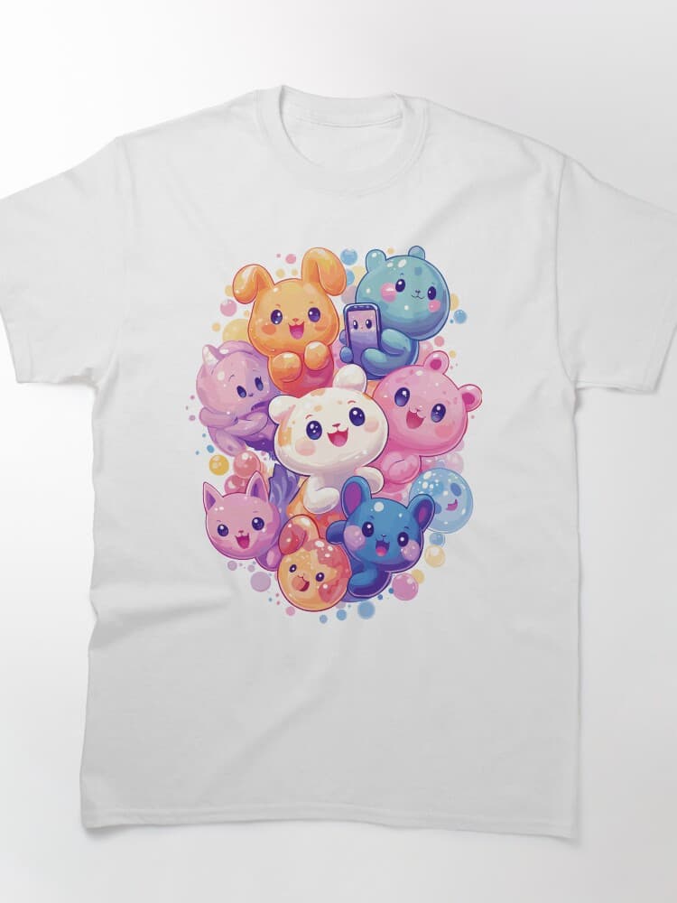 Adorable Kawaii Animal Friends Colorful Bubble Design