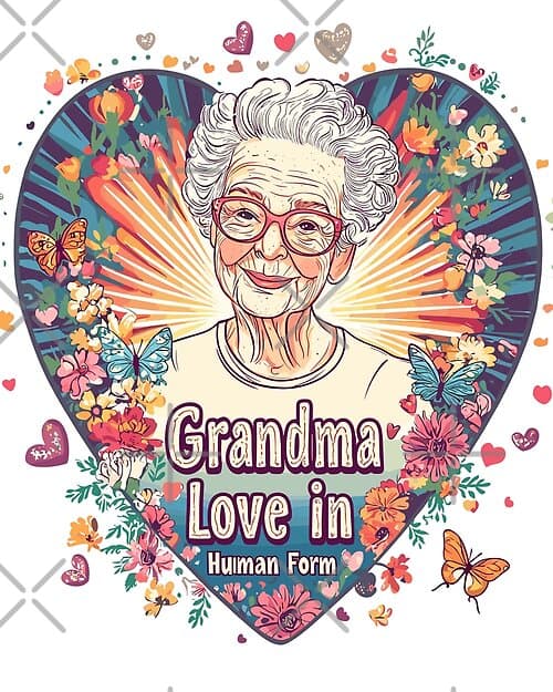 Heartfelt "Grandma Love in Human Form" Floral and Butterfly Art
