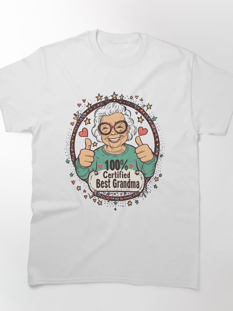 Fun "100% Certified Best Grandma" Thumbs-Up Illustration