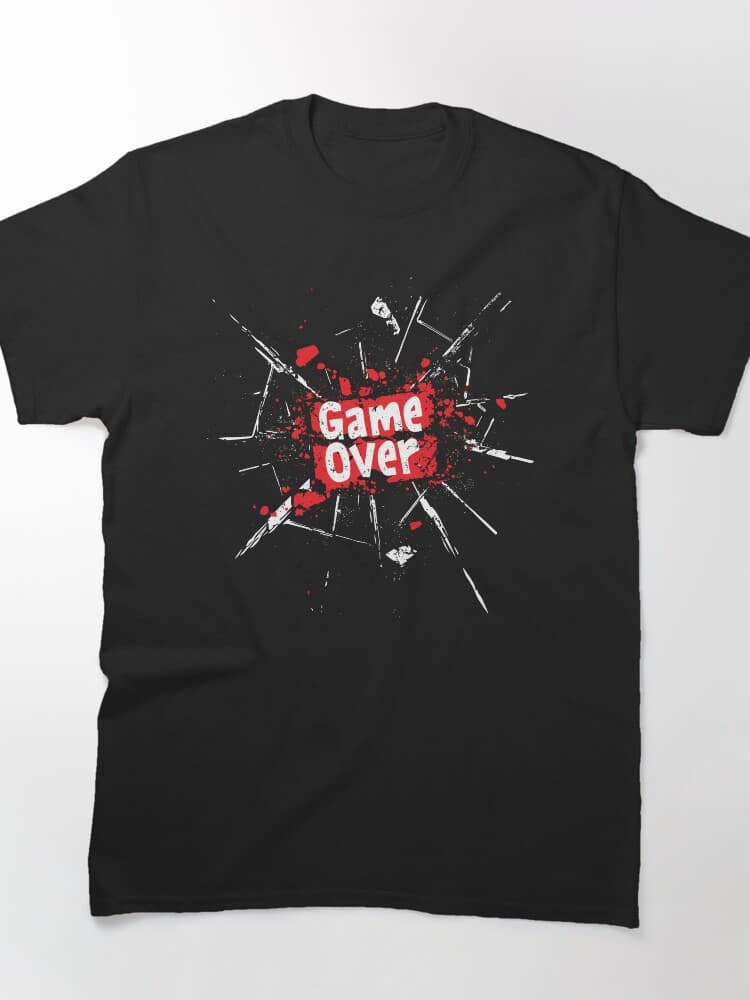 Game Over Shattered Screen Grunge Style Gaming Design