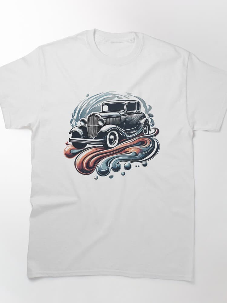 Retro Classic Car in Dynamic Abstract Art