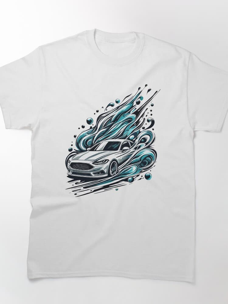 Modern Sports Car in Dynamic Swirling Art