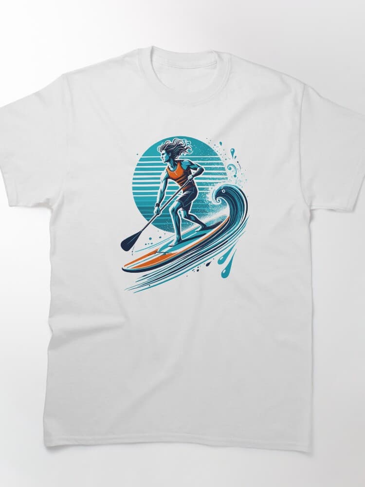 Vibrant Paddleboarding Adventure with Sunset and Waves