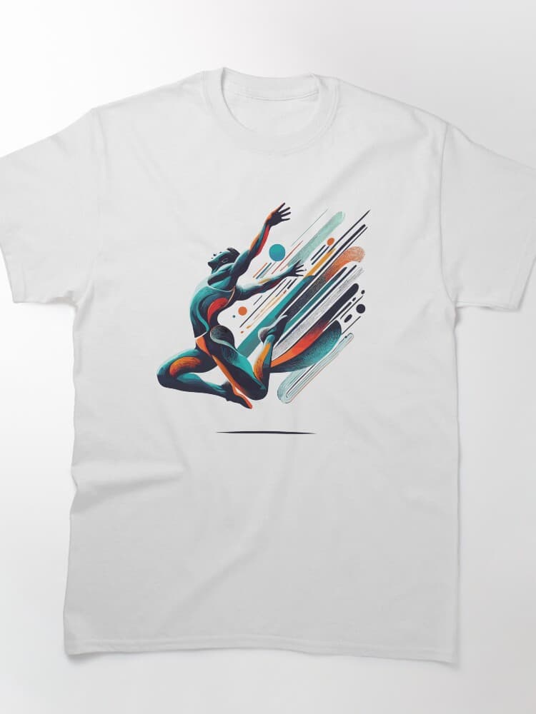 Energetic Movement Art with Leaping Athlete and Vibrant Colors
