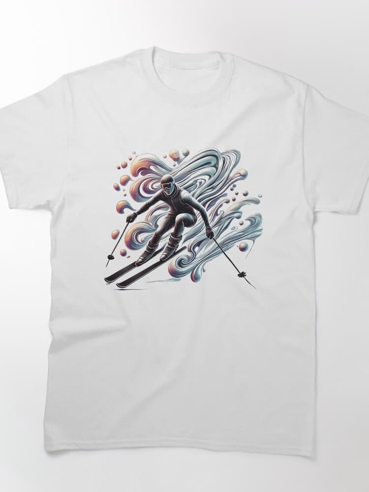 Bold Skier in Action with Abstract Snow Trails