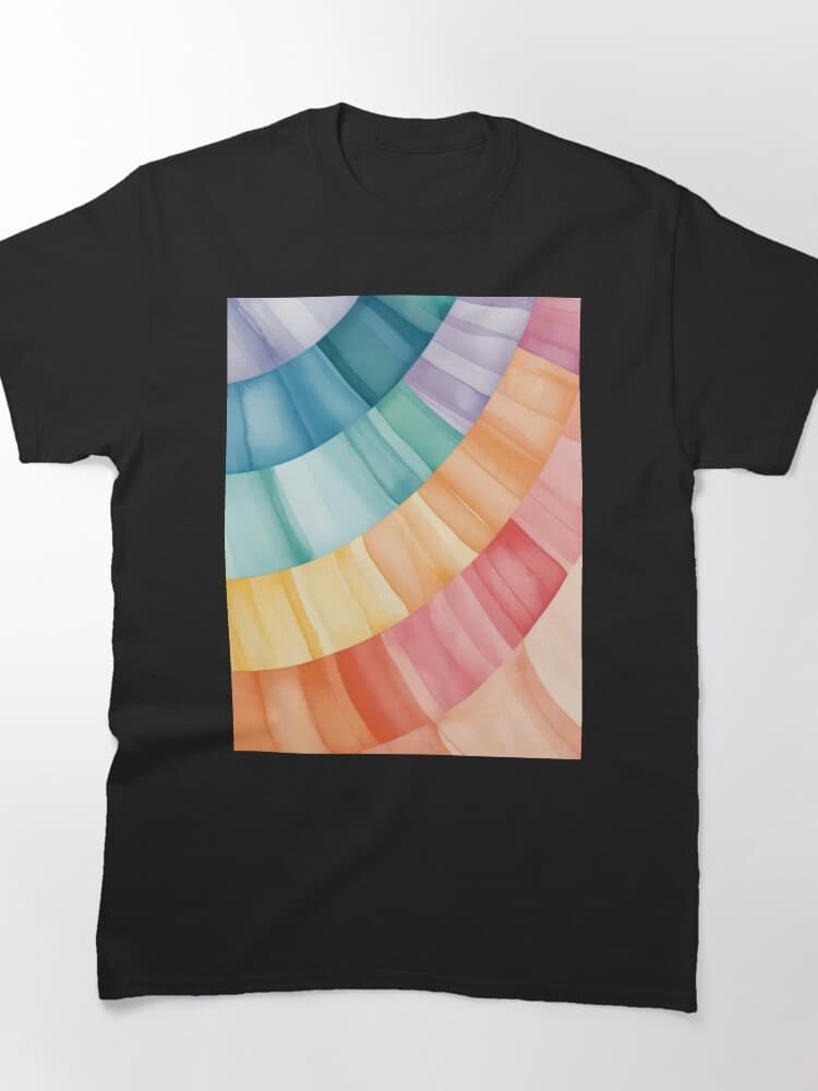 Vibrant Rainbow Watercolor Stripes in Arched Design