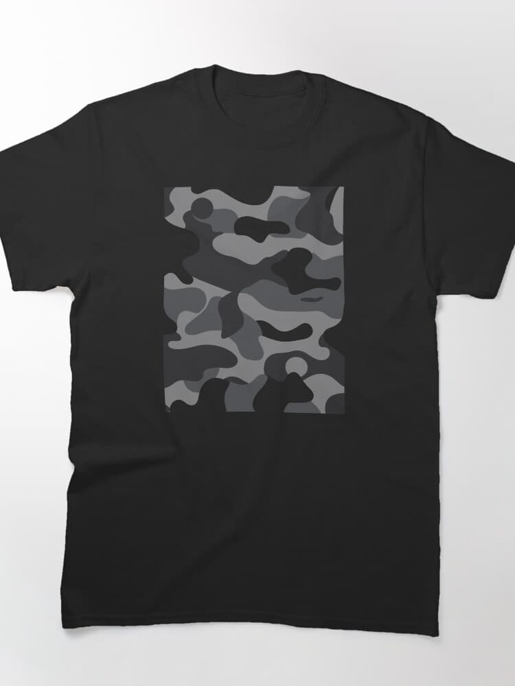Bold Monochrome Camouflage Design in Black and Gray