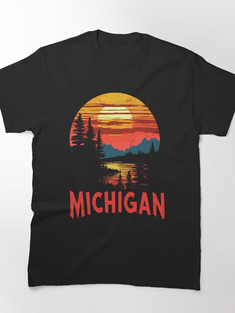 Beautiful Michigan Sunset Graphic Print Unisex T-Shirt for Nature Lovers
