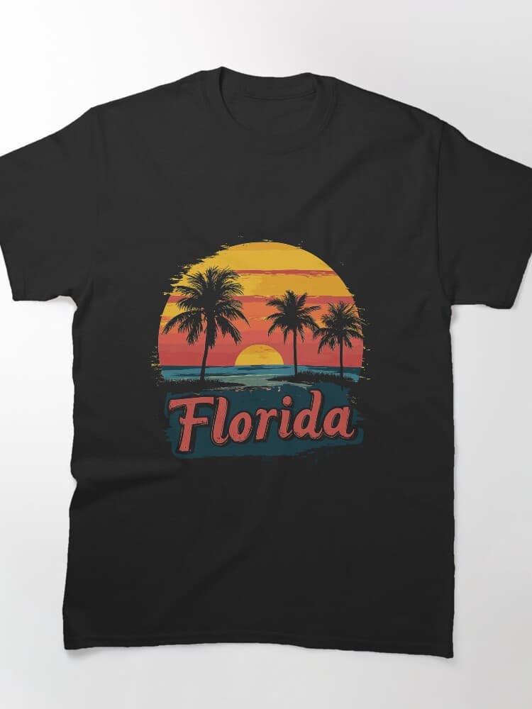Vibrant Florida Sunset Graphic Print Tee for Beach Lovers