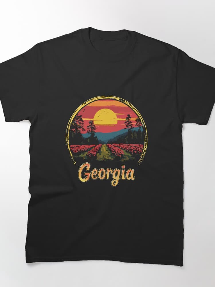 Beautiful Georgia Landscape With Sunset Graphic Printed Shirt