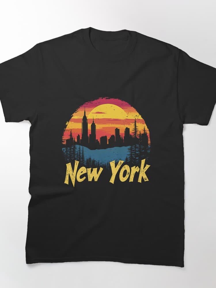 Retro New York City Sunset Graphic Print T-Shirt for Dreamers
