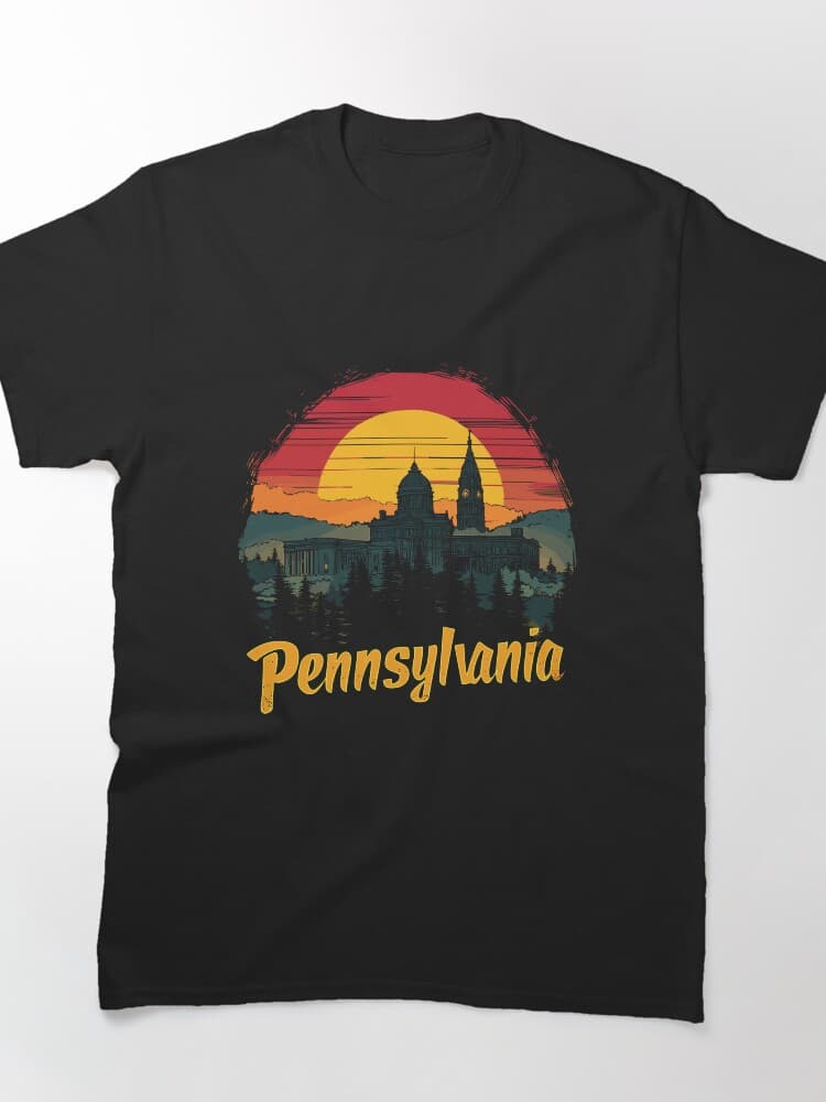 Scenic Pennsylvania Skyline Sunset Graphic Print Unisex Shirt