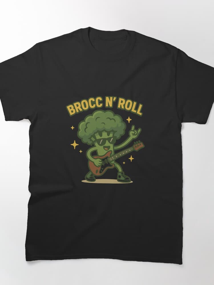 Playful Broccoli Character Rocking Out Unisex Graphic Tee