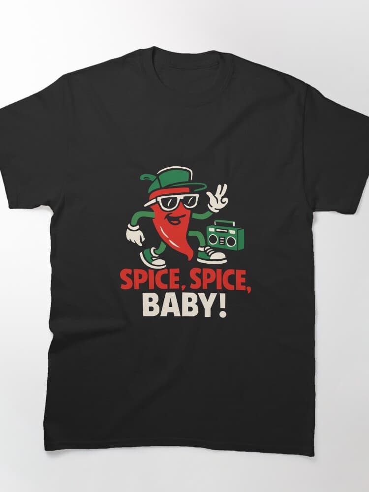Playful Chili Pepper Graphic Print Tee for Food Lovers