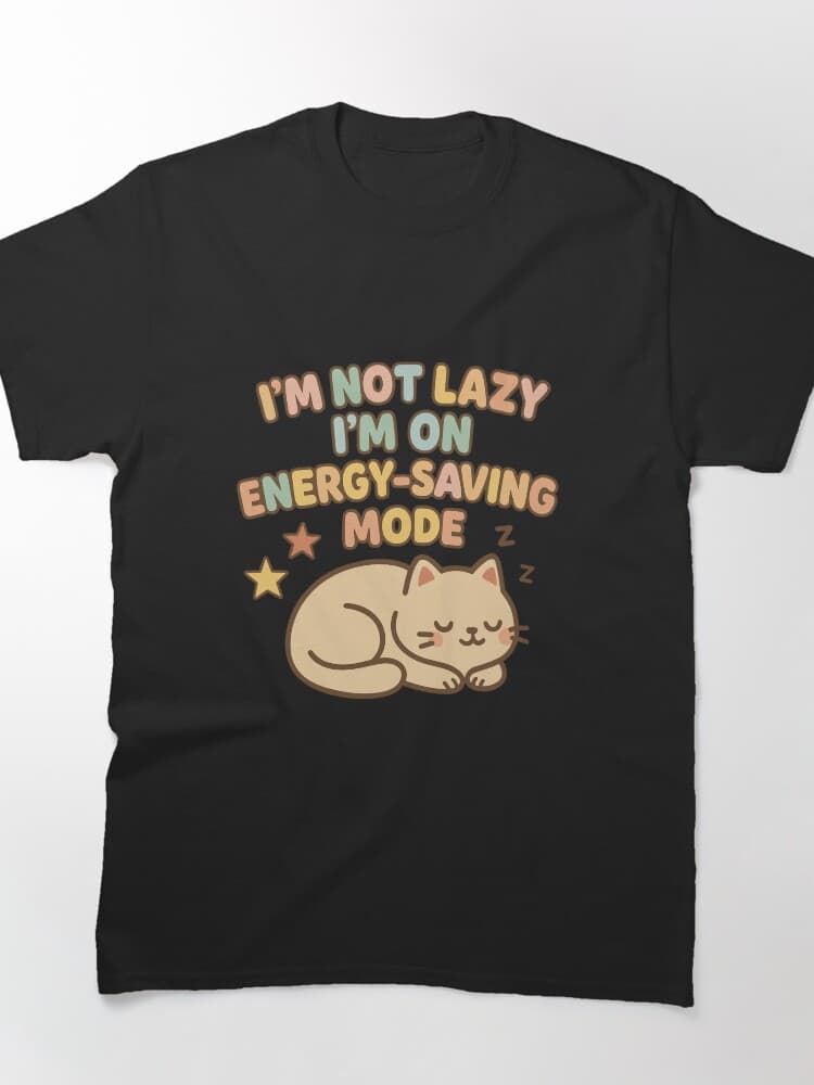 Adorable Cat Graphic Tee for Pet Owners in Energy-Saving Mode