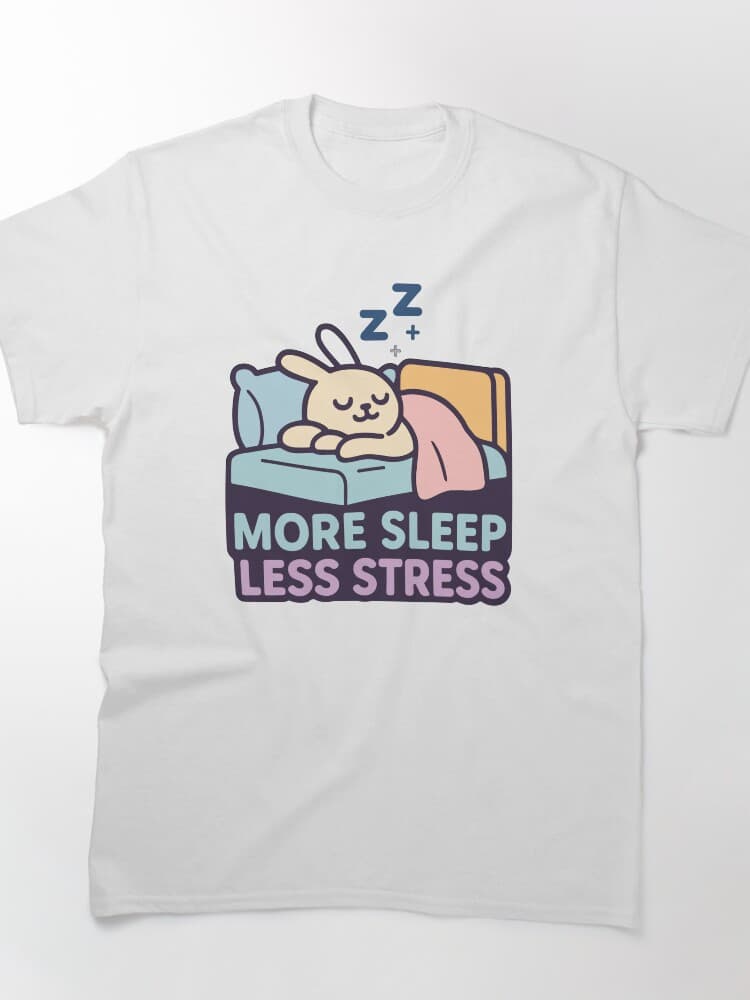 Adorable Sleepy Bunny Graphic Print Tee for Stress Relief Lovers