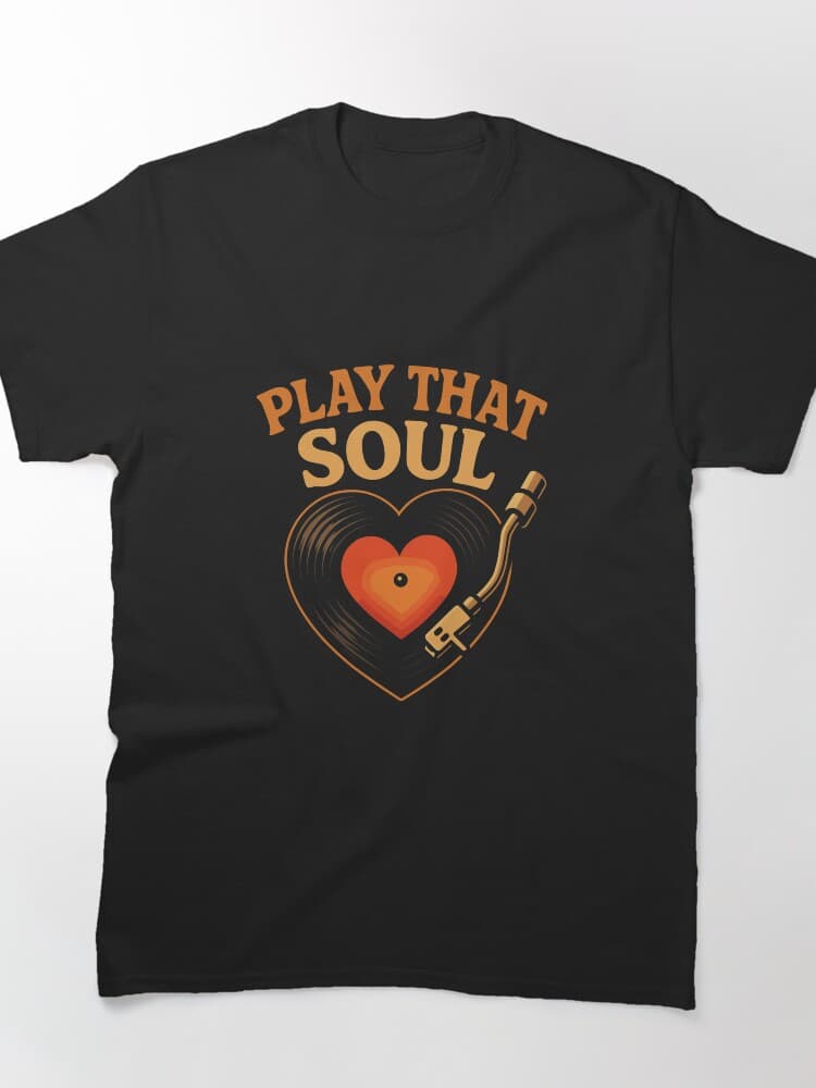 Play That Soul: Vinyl Record Heart Graphic T-Shirt for Music Lovers