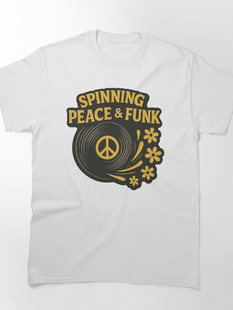Spinning Peace & Funk Graphic Unisex T-Shirt for Music Lovers