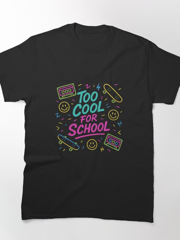 Vibrant 'Too Cool For School' Graphic Unisex
