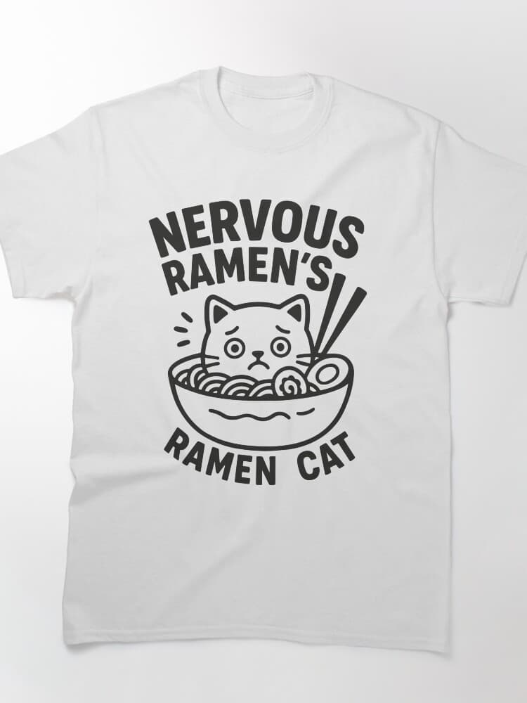 Nervous Ramen Cat Design, Cute Kitty Bowl