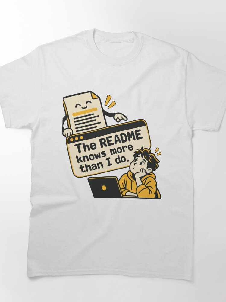 The README Knows More Than I Do Developer T-Shirt