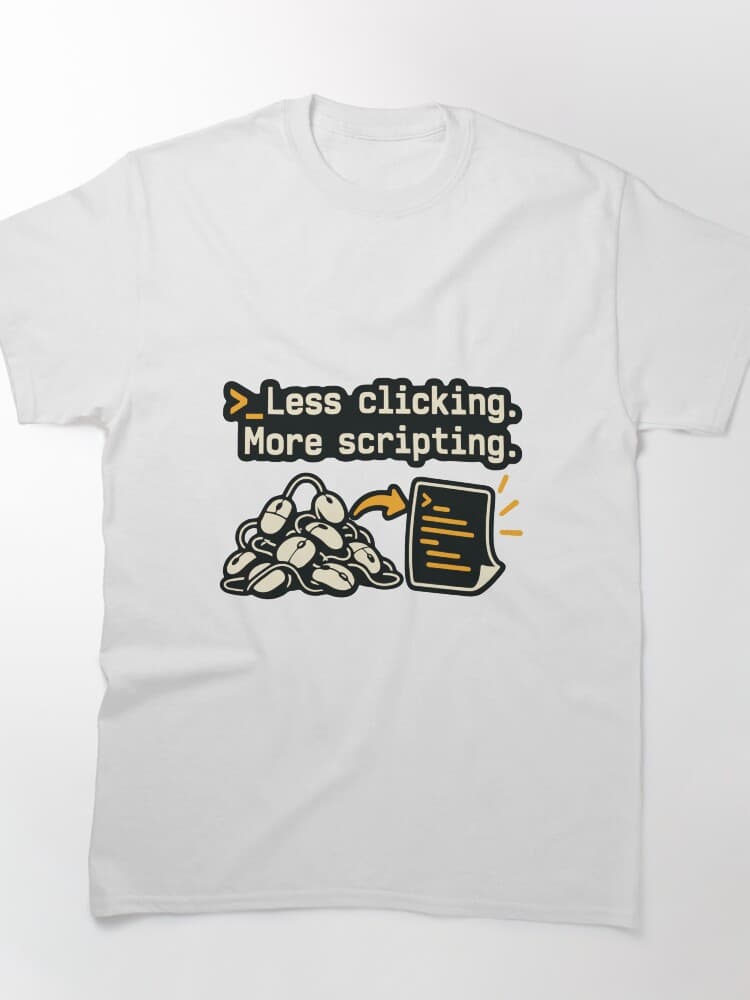 Less Clicking More Scripting Shell Automation Graphic