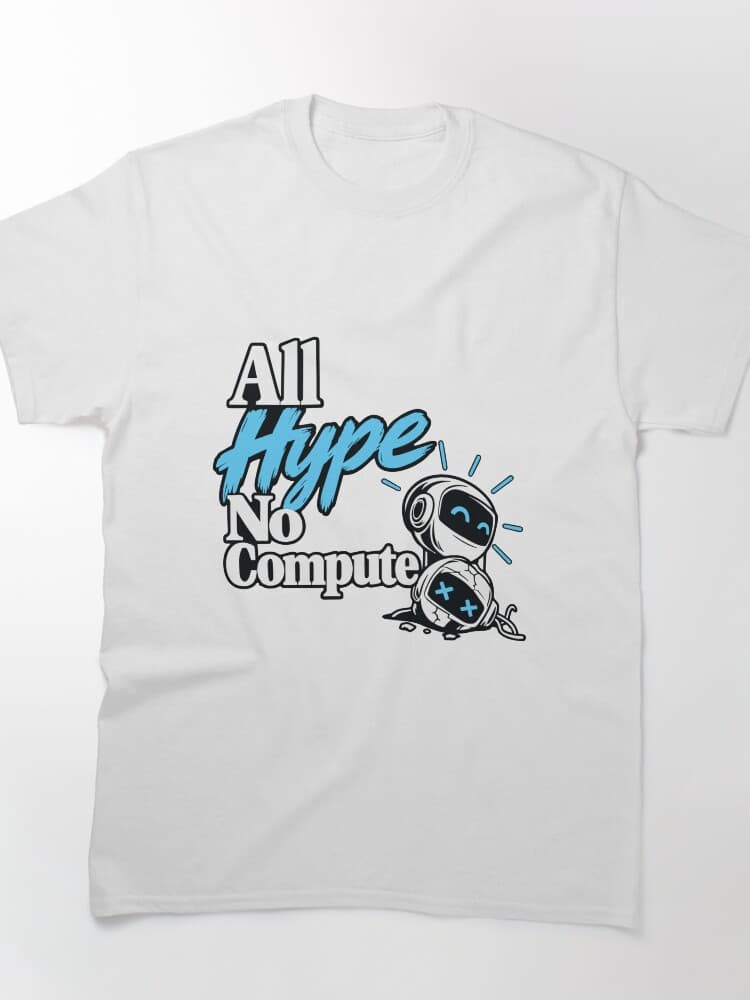 All Hype No Compute AI Robot Graphic