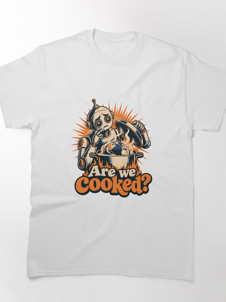 Are We Cooked? Retro Sci-Fi Robot Graphic