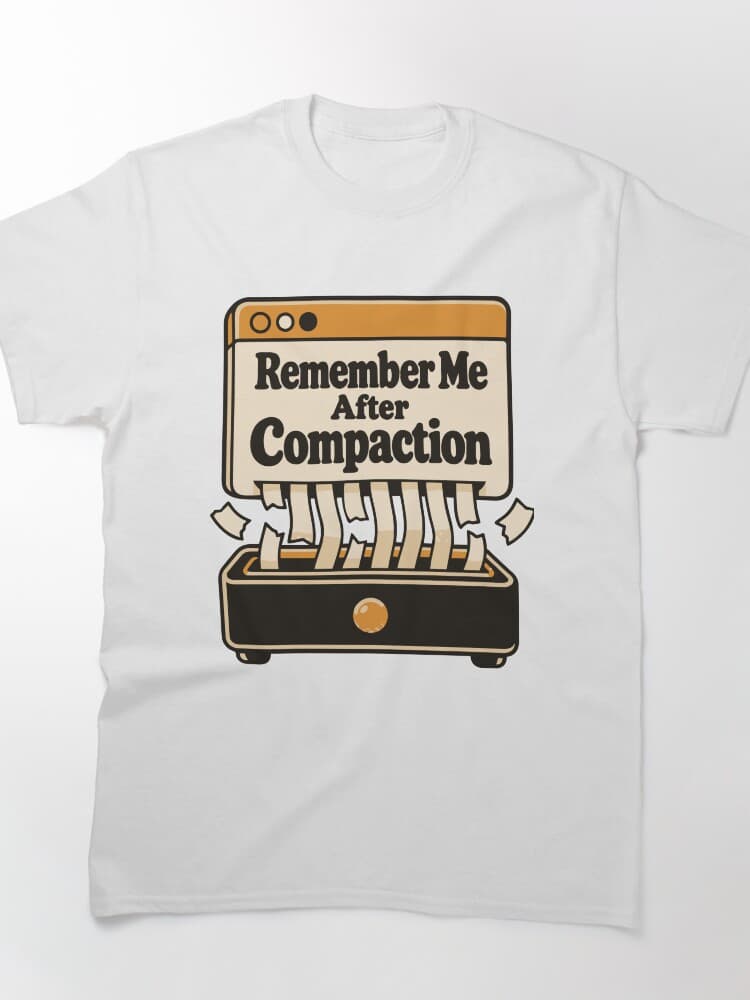 Remember Me After Compaction Retro UI Graphic – Context, Prompts and Vibe design